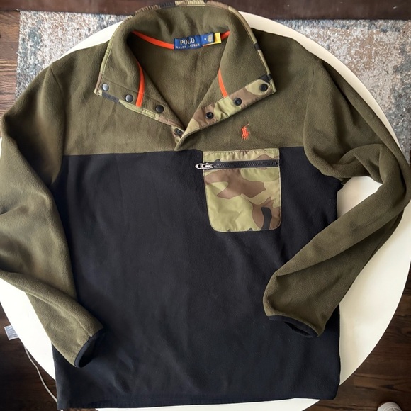 Polo Ralph Lauren Men’s Pullover Fleece Colorblock Sweater Size Medium Camo